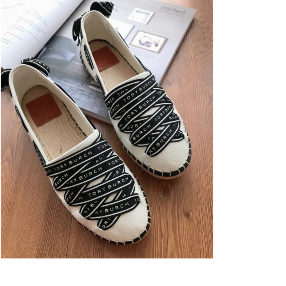 Tory Burch Women's Logo-Ribbon Espadrille Flats